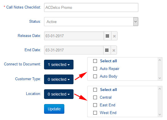 Checklist Type Location Desktop