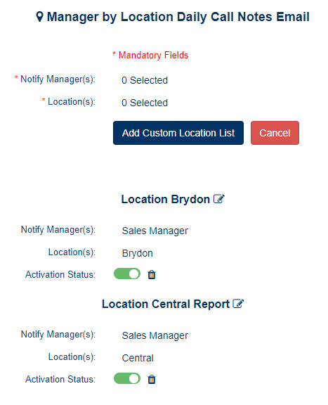 Manager by Location Emails